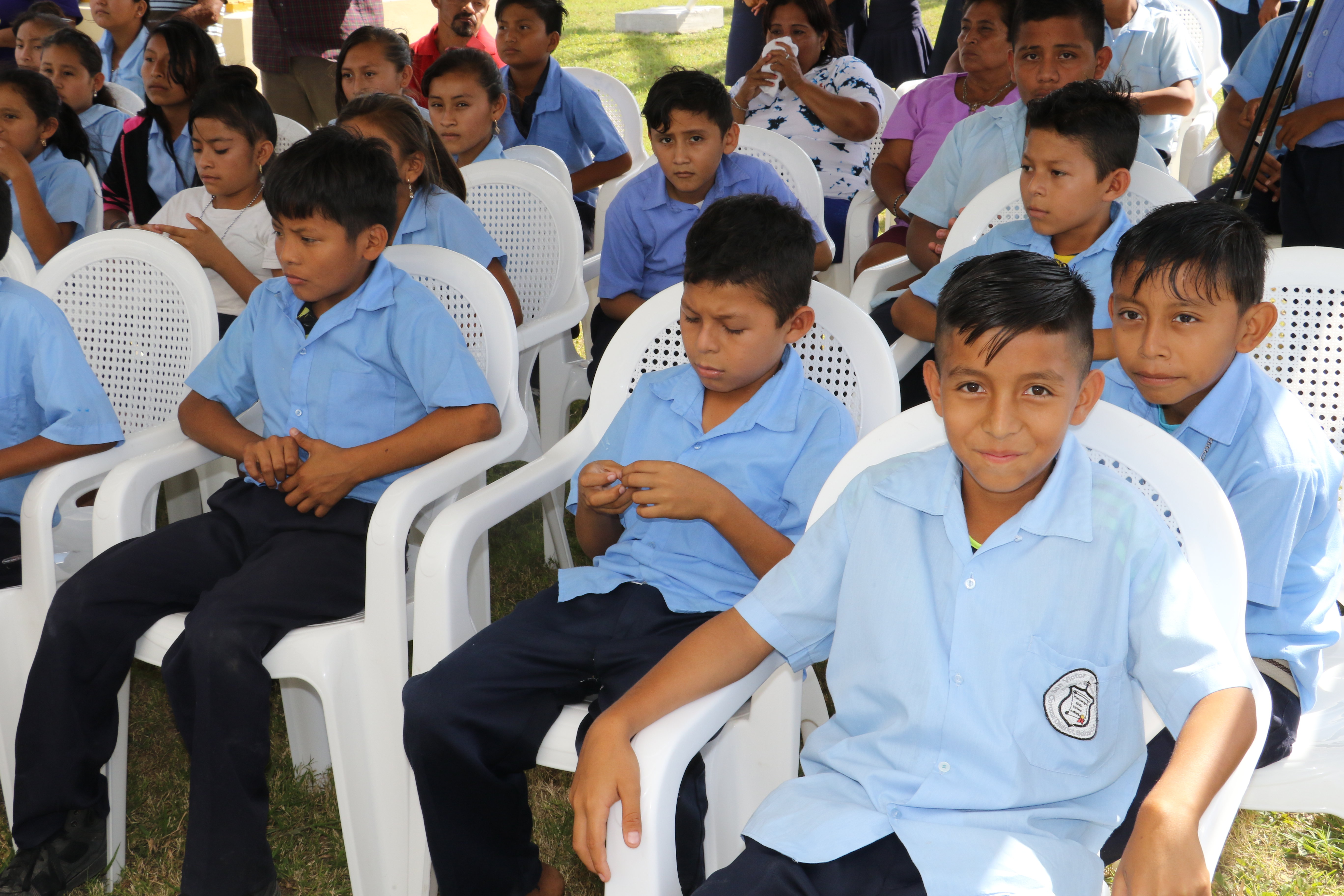 Students from the Village of San Victor attend the inauguration of the rehabilitated water system that will provide their school with access to safe water.