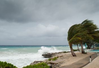 Caribbean beach with storm approaching