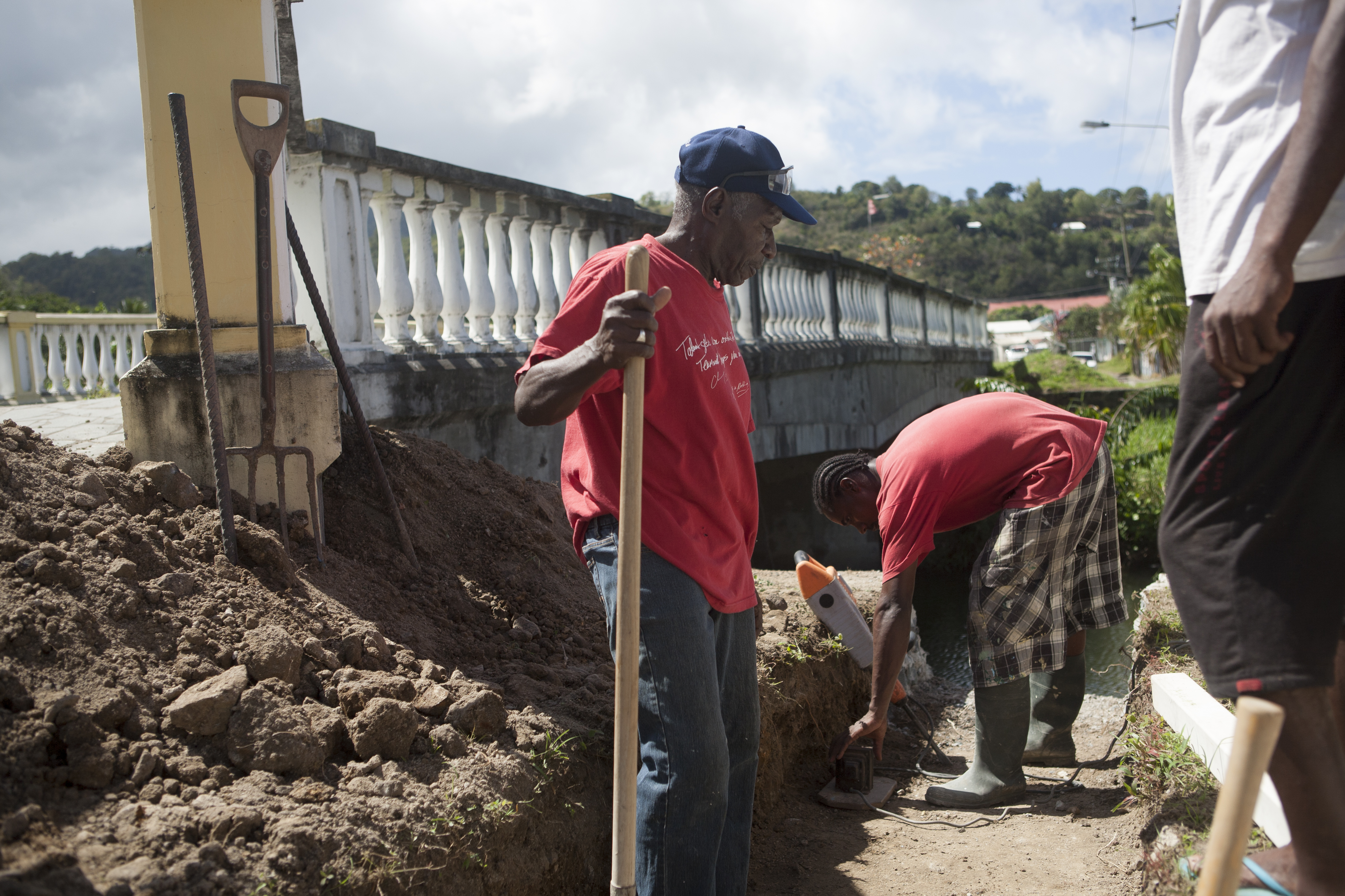 People building a bridge