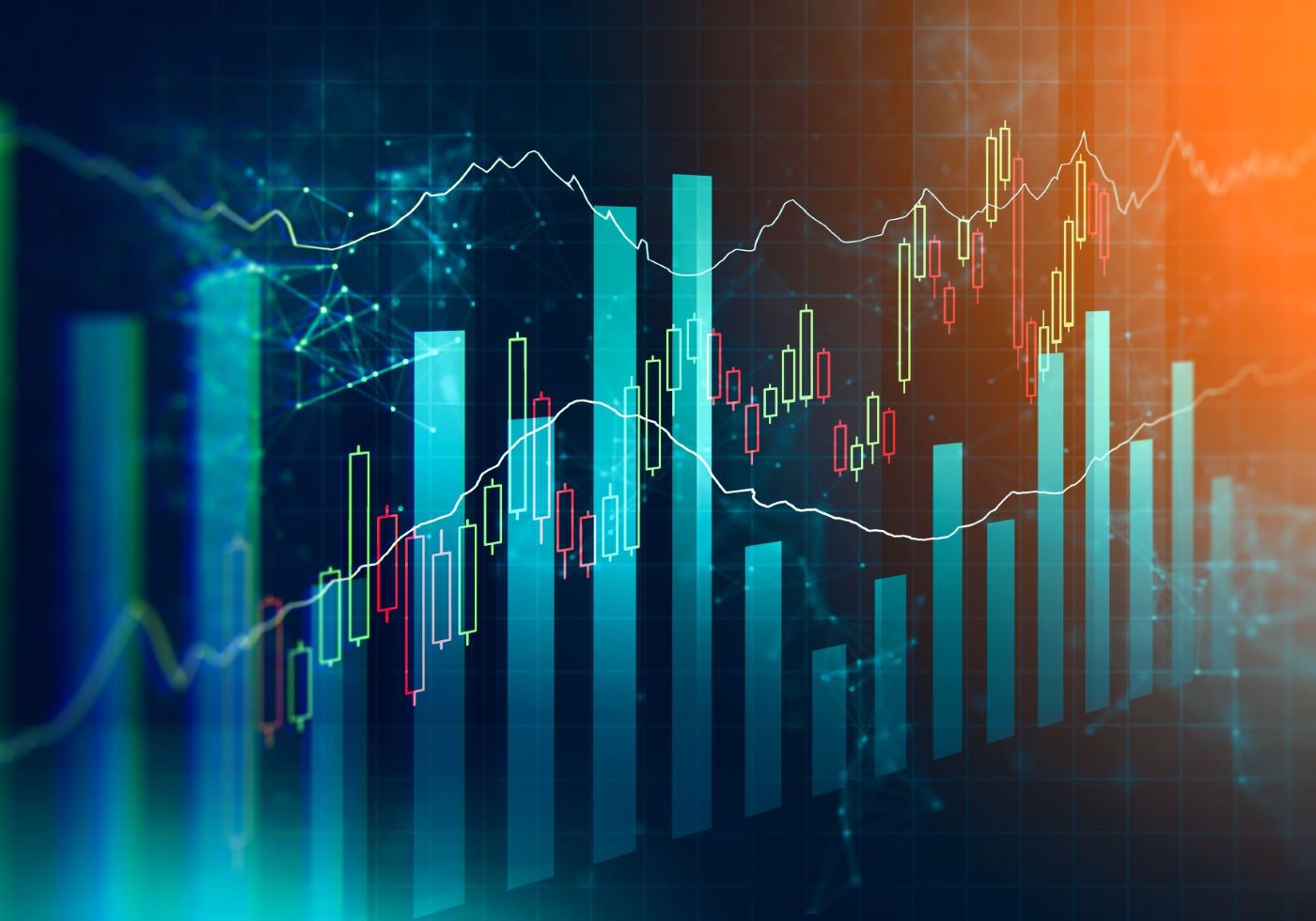 photo of bar chart indicating stock trading