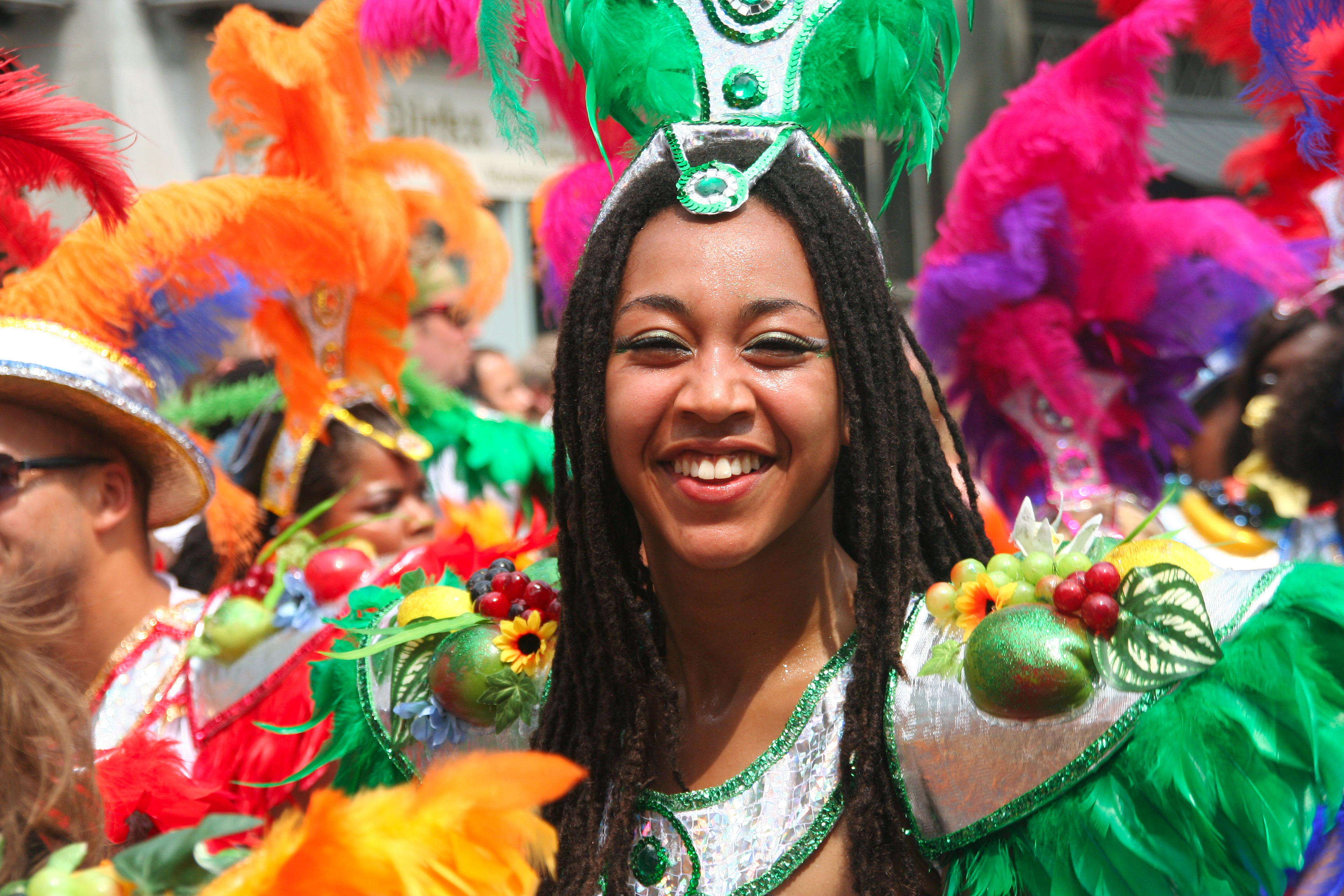 Smiling female masquerader