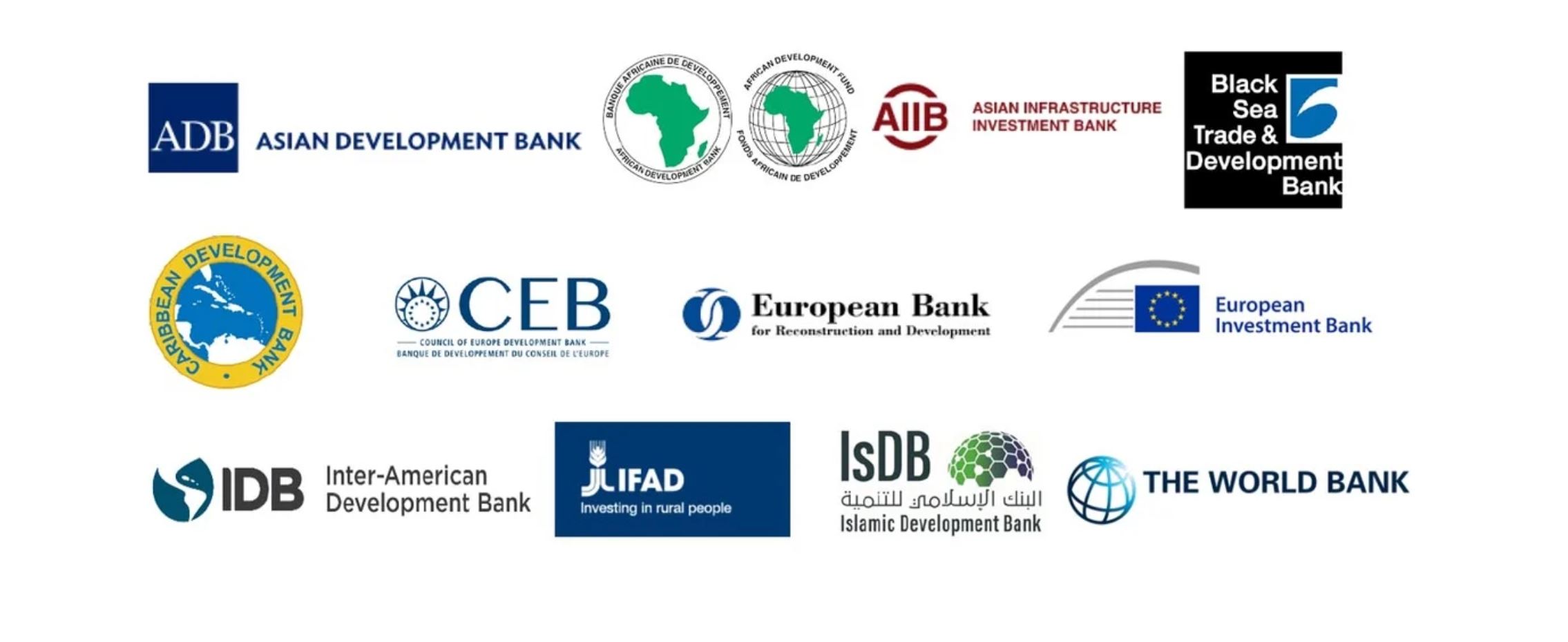 image featuring logos of 12 multilateral development banks