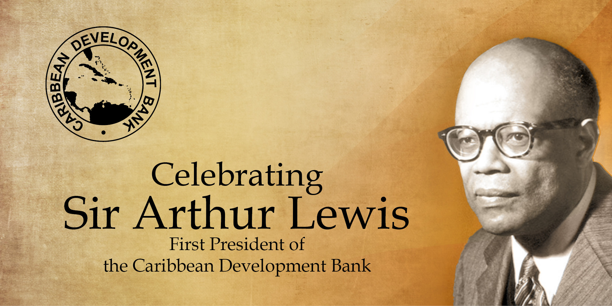 Sir Arthur Lewis Image with graphic celebrating Sir Arthur Lewis