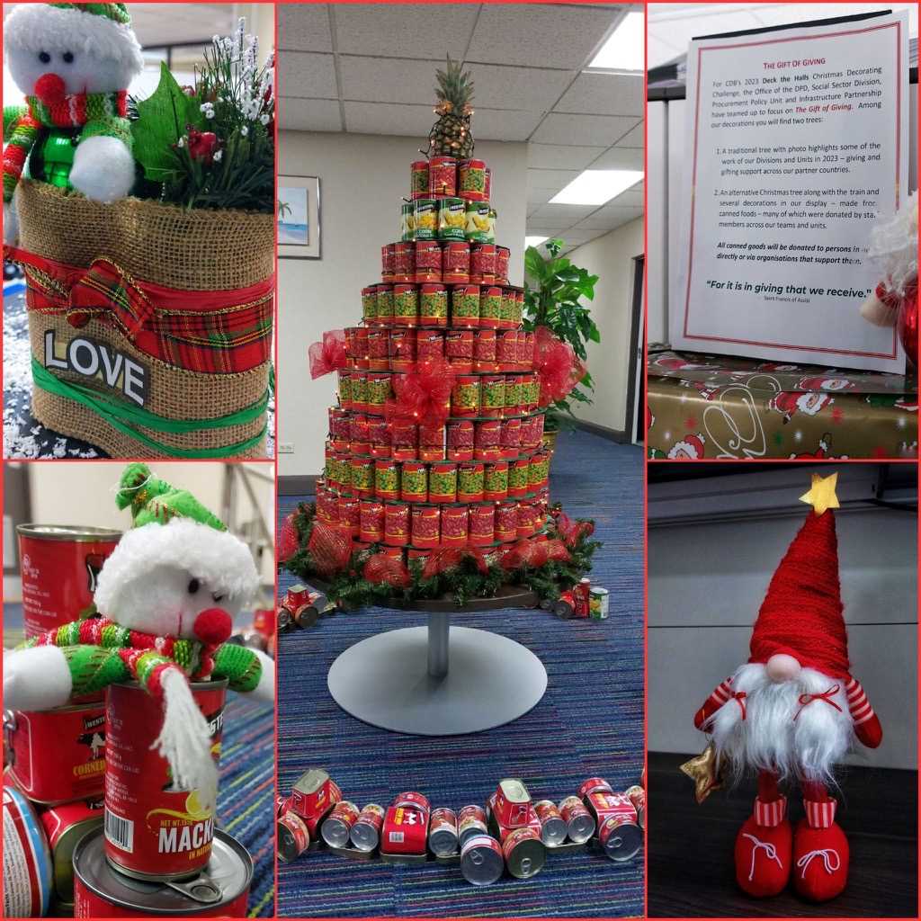 Images showing canned christmas tree and Santa Claus 