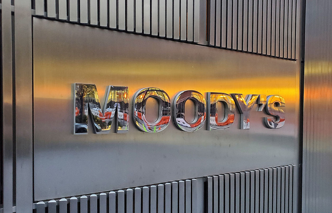 Logo of Moody's on the facade of World Trade Center building number seven.