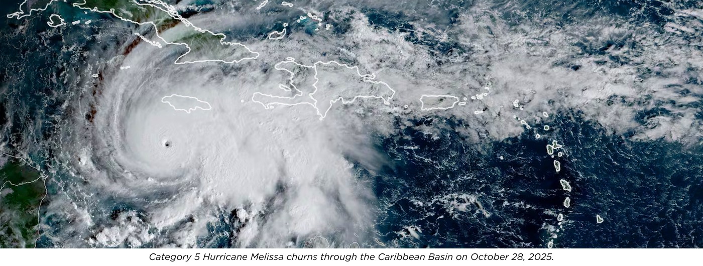 Hurricane Melissa churns in the Caribbean Basin