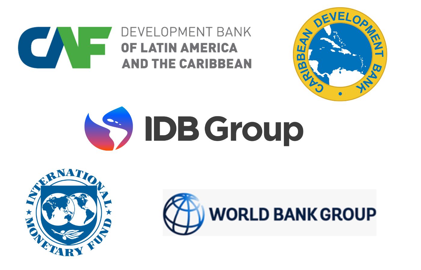 logos of CAF CDB IDB IMF and World Bank Group