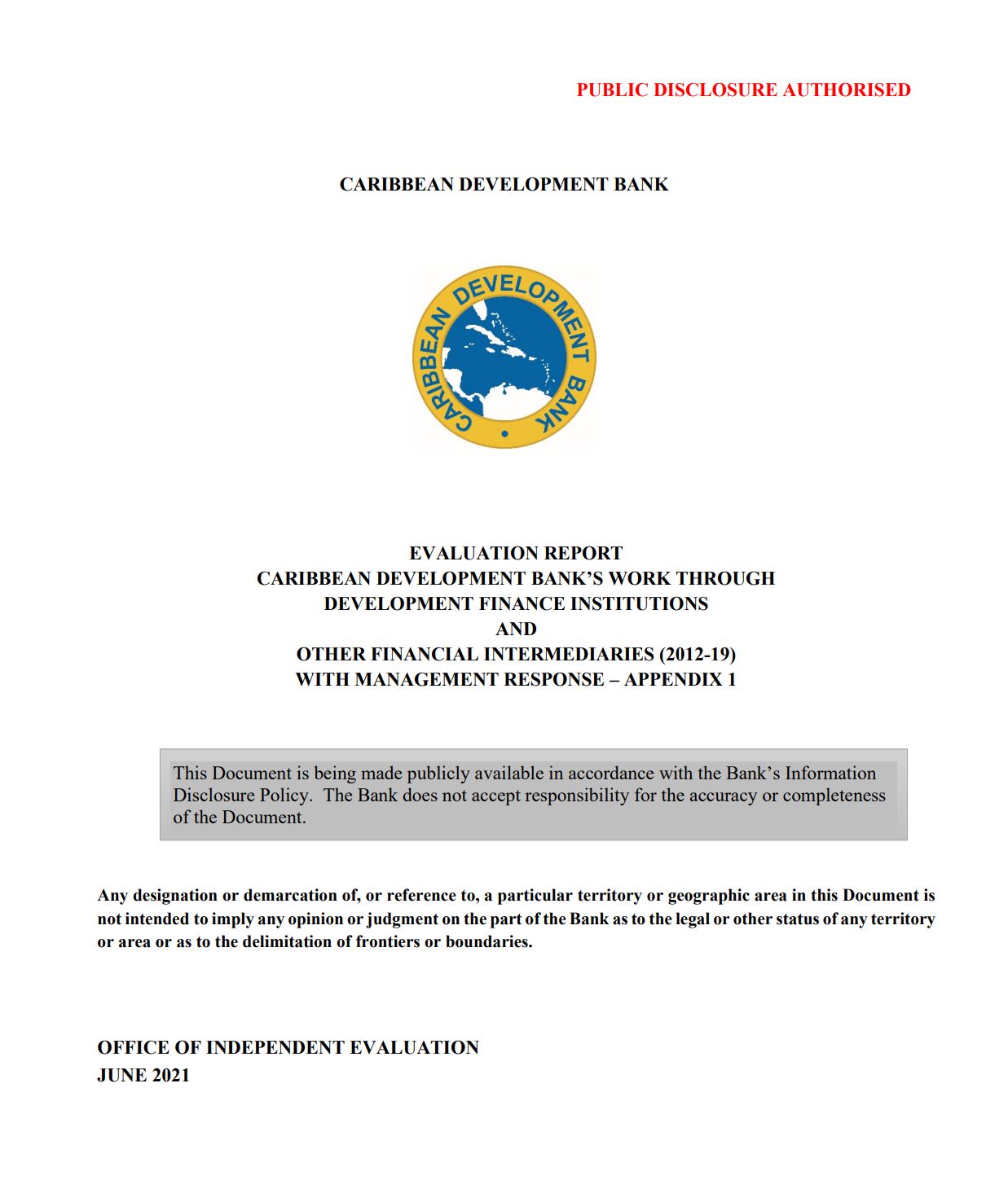 CDB work through DFIs cover