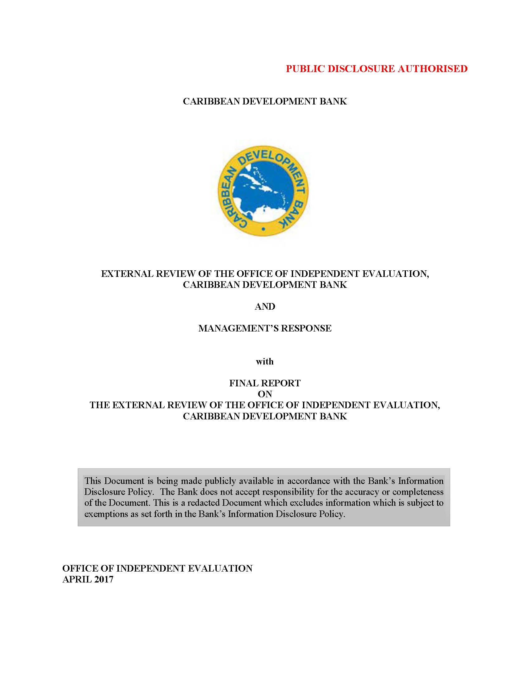 External Review OIE Cover