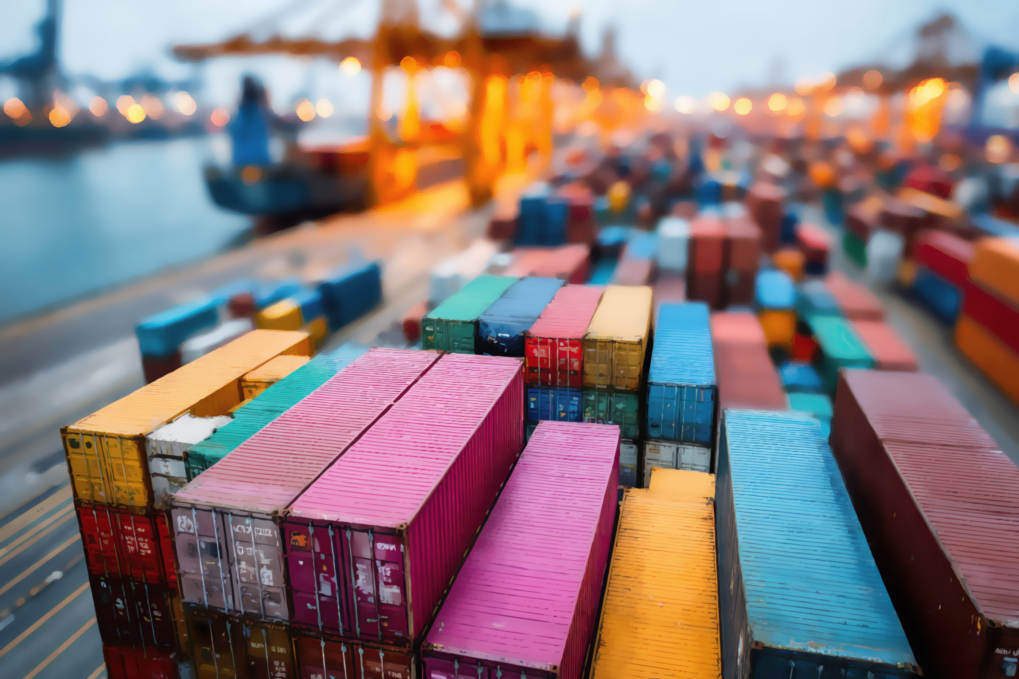 Colourful containers in shipping port