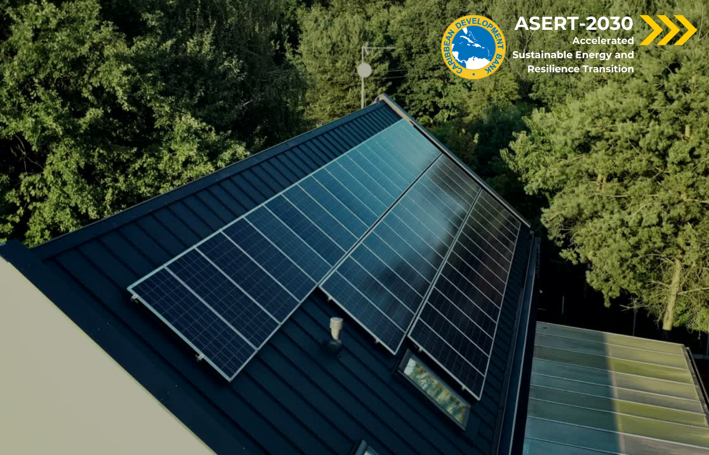 solar panels and wording reading CDB ASERT 20230