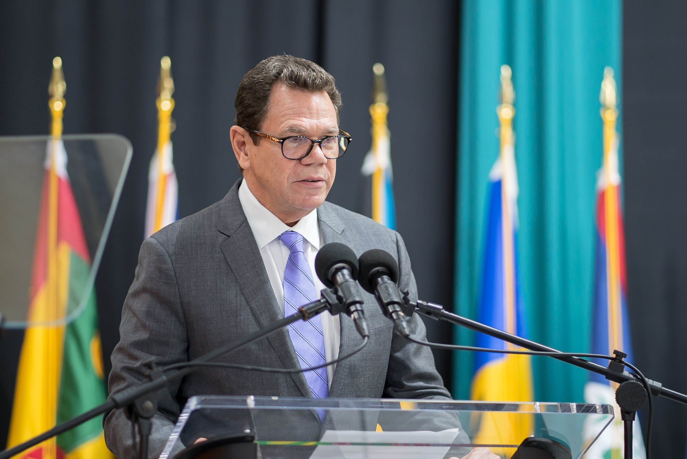 Dr. Wm. Warren Smith, President, CDB, delivers his opening statement during the Bank’s 48th Annual Meeting in Grenada on May 30, 2018.