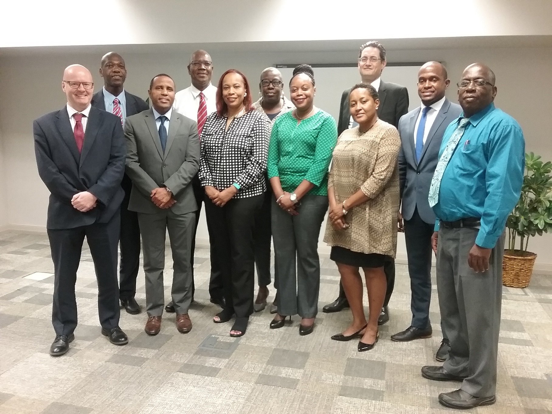 The CDB delegation and officials from the Government of St. Kitts and Nevis during a meeting held on October 6, 2017, the final day of the mission.