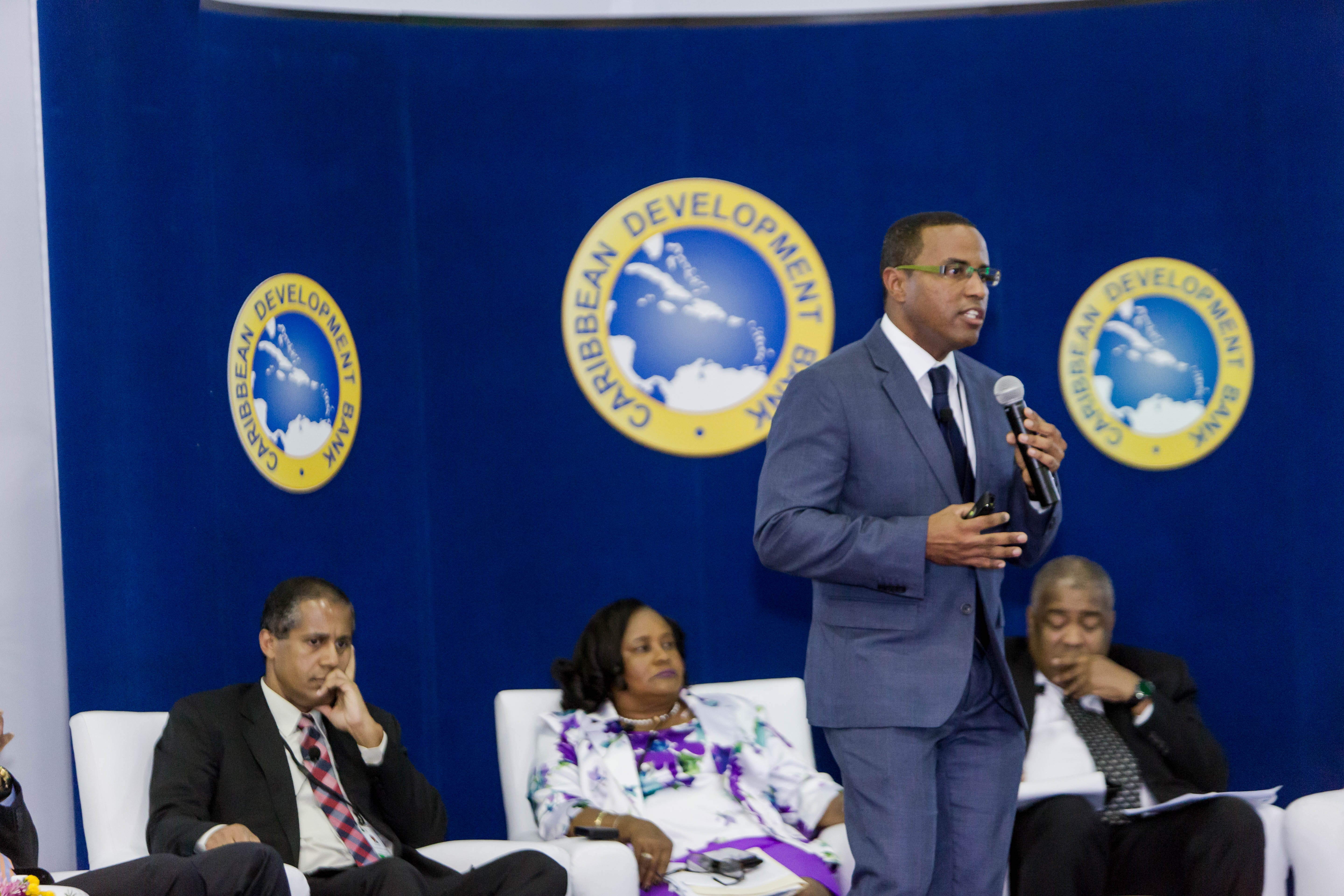 Dr. Justin Ram, Director of Economics, CDB, speaking at the seminar discussing the CDB study “Enhancing Productivity and Growth in the Caribbean”, on May 24, 2017.