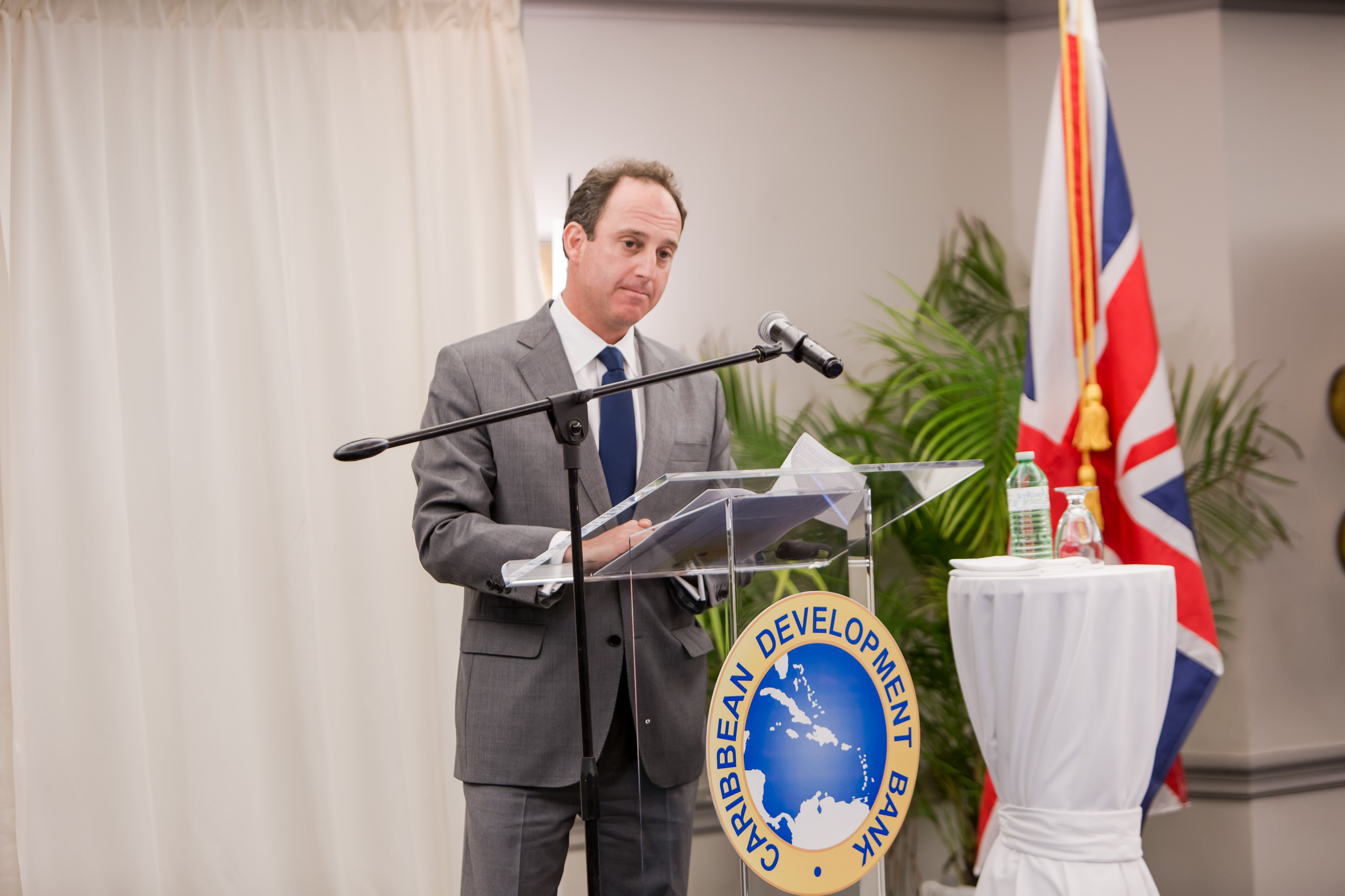 Dr. Daniel Lederman, Deputy Chief Economist for Latin America and the Caribbean at the World Bank delivers the 18th William G. Demas Memorial Lecture in Providenciales, Turks and Caicos Islands on May 23, 2017, ahead of the Caribbean Development Bank’s Annual Meeting.