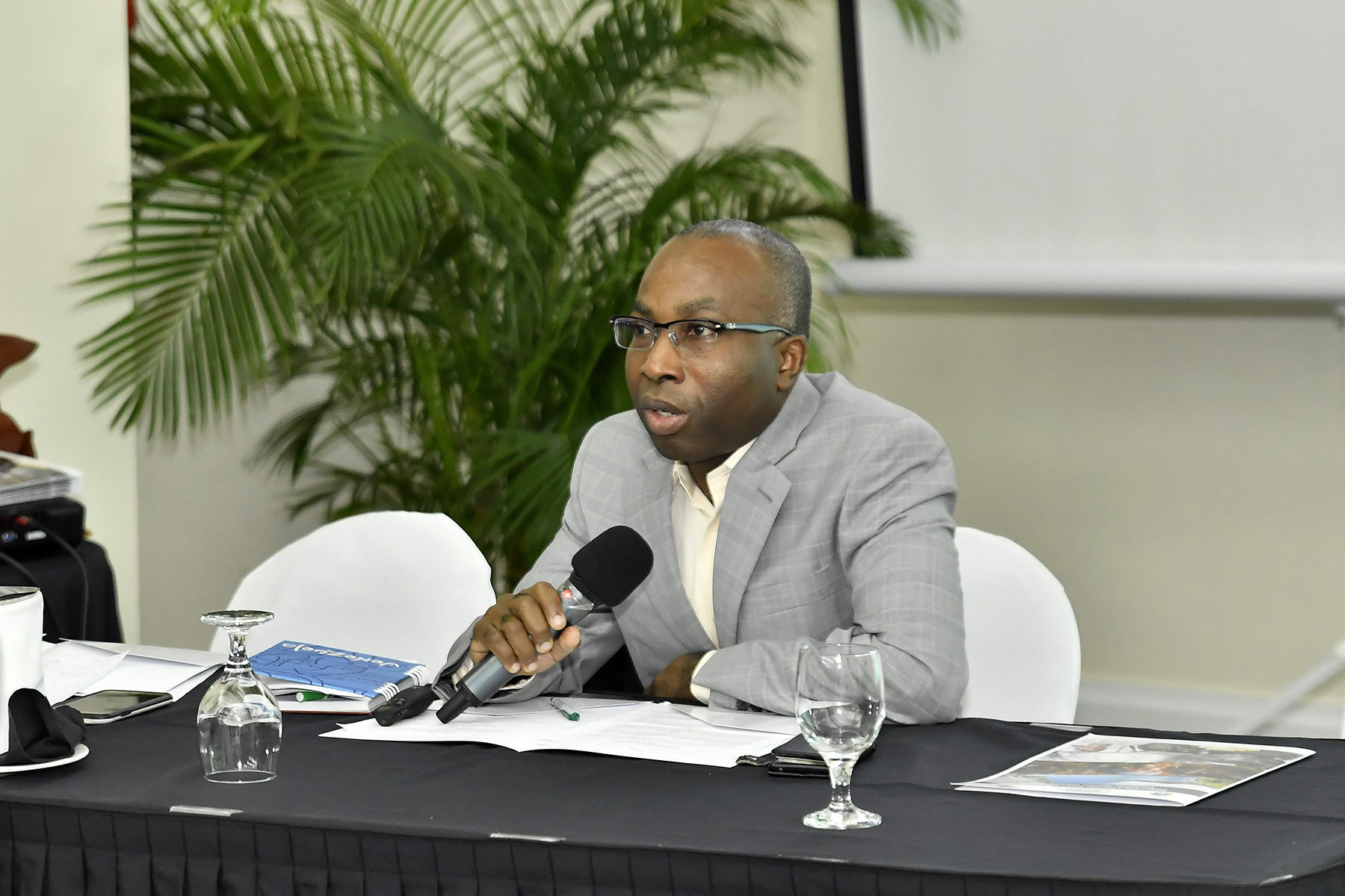 Dr. Yves Robert Personna, who delivered a presentation on the NDRM programme highlighting ongoing activities to include support given to countries.