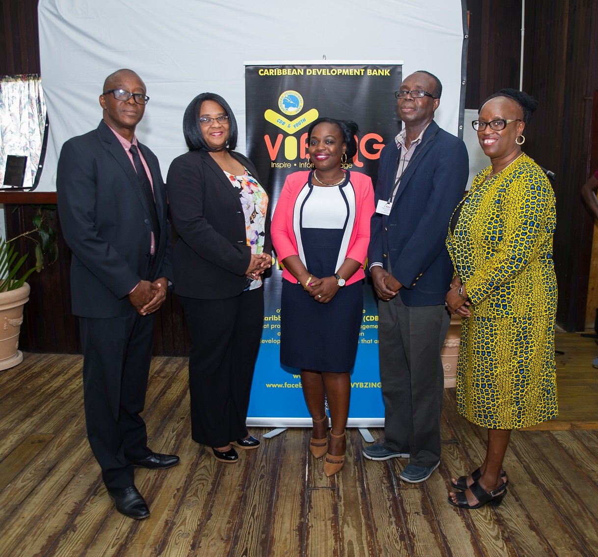 L to R: Dr. Malachy Dottin, Director of Research, Ministry of Agriculture and Lands; Yvette Lemonias Seale, Vice-President (Corporate Services) and Bank Secretary’s Unit; Hon. Kate Lewis, Minister within the Ministry of Youth Development, Sports, Culture and the Arts; Prof. Leonard O’Garro, Director of the University of the West Indies, Cave Hill Campus, Centre for Food Security and Entrepreneurship; and Angela Parris, Consultant, CDB.
