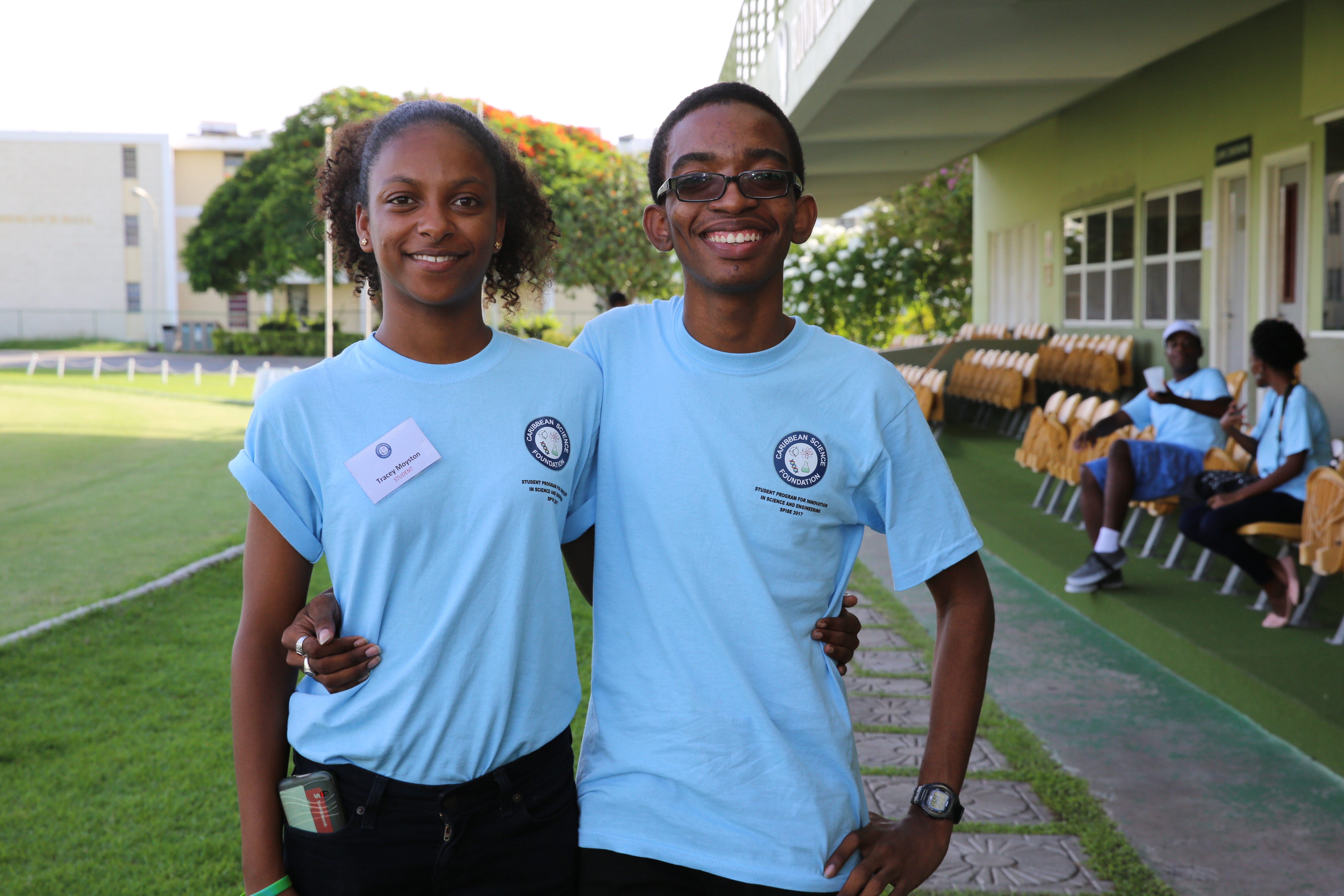 CDB-sponsored SPISE students, Tracey Moyston, from Saint Lucia, and Desmond Edwards from Jamaica.