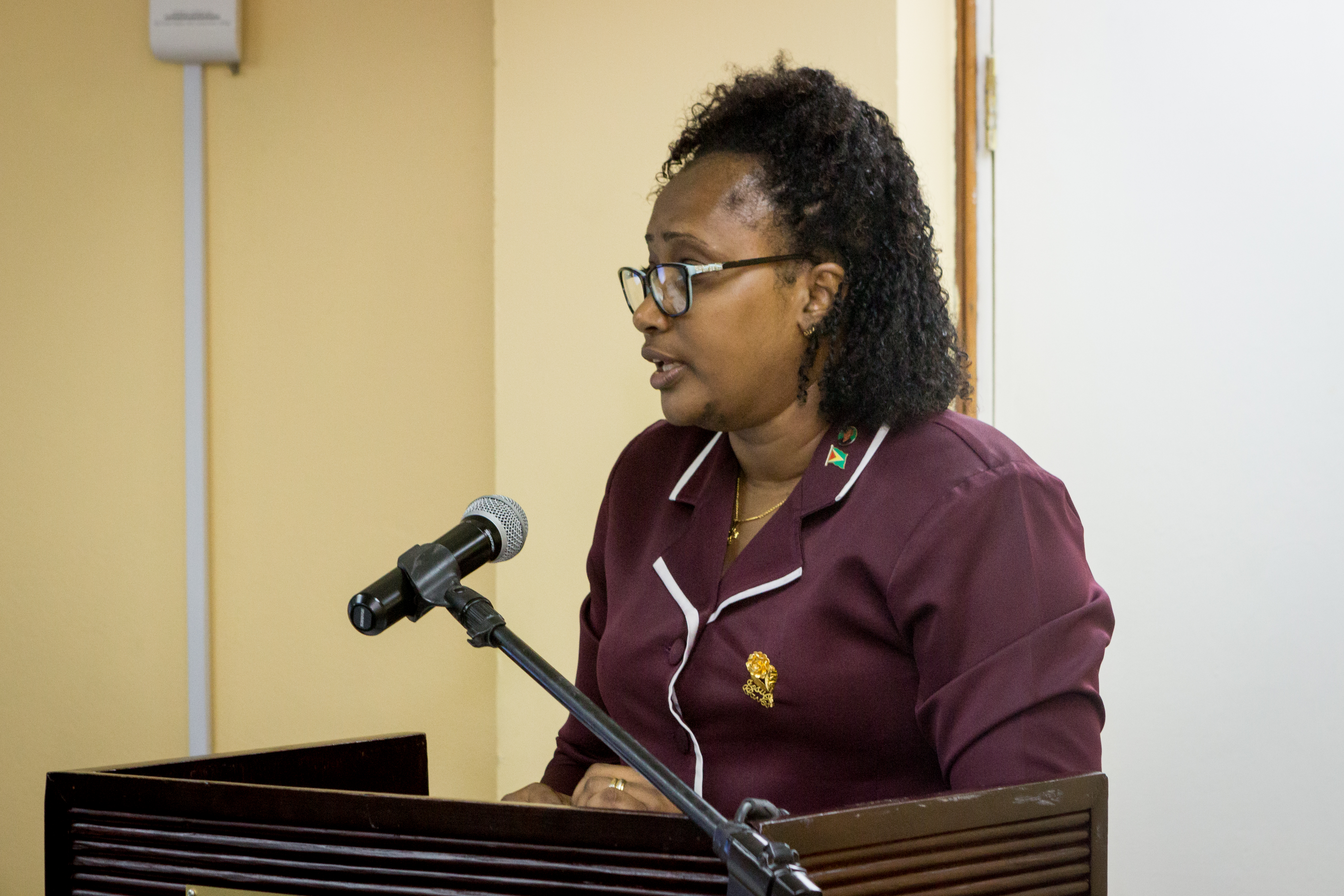 Minister within the Public Infrastructure Ministry, Annette Ferguson declares the Workshop open at Cara Lodge in Georgetown, Guyana on August 22, 2017.