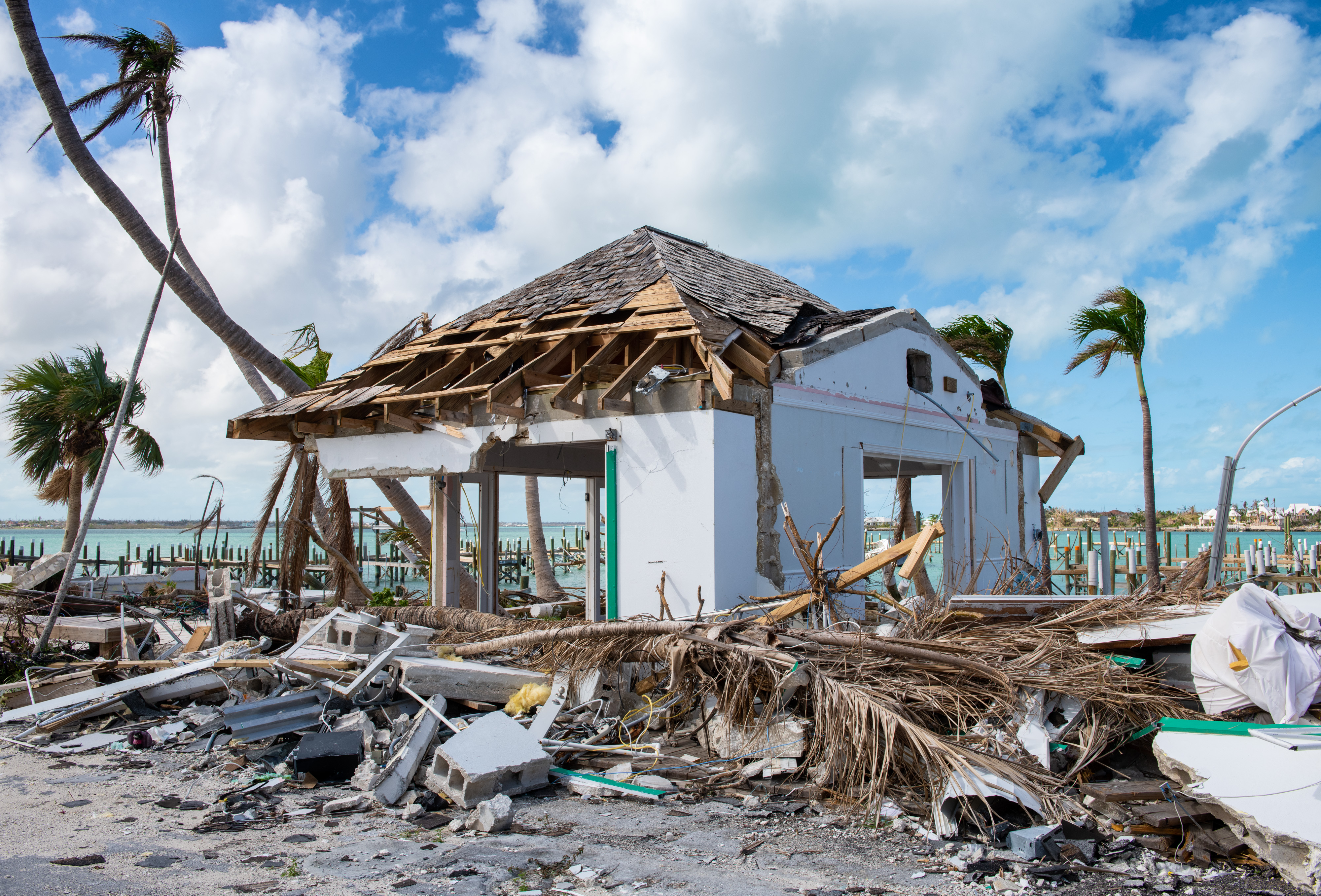 Building destroyed by Hurricane Dorian, Abaco Island, The Bahamas