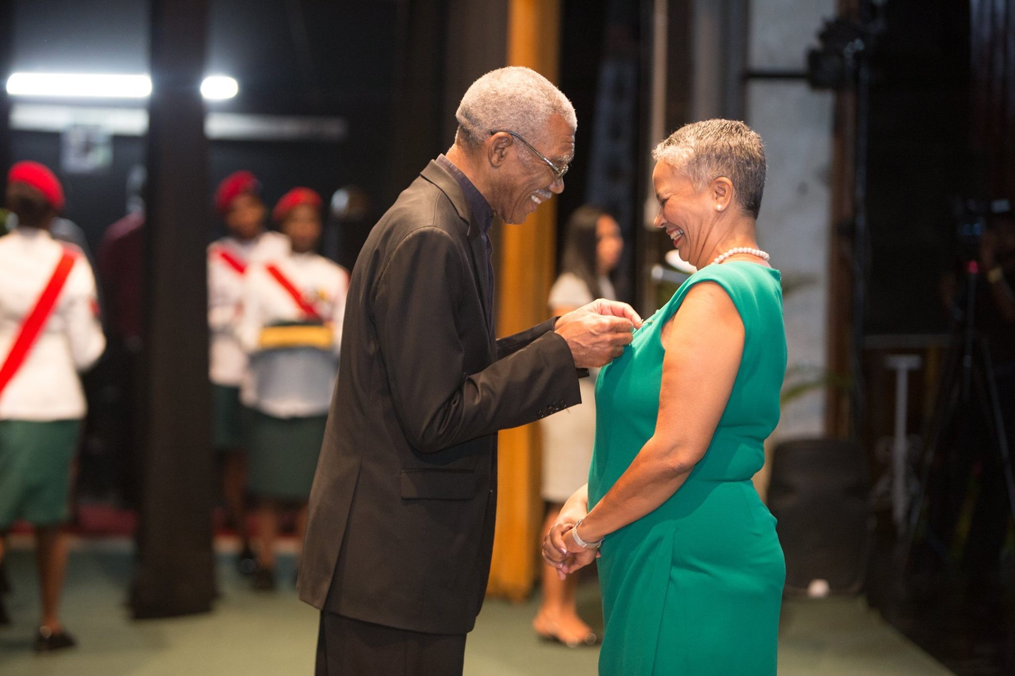President David Granger confers the Golden Arrow of Achievement on Monica La Bennett