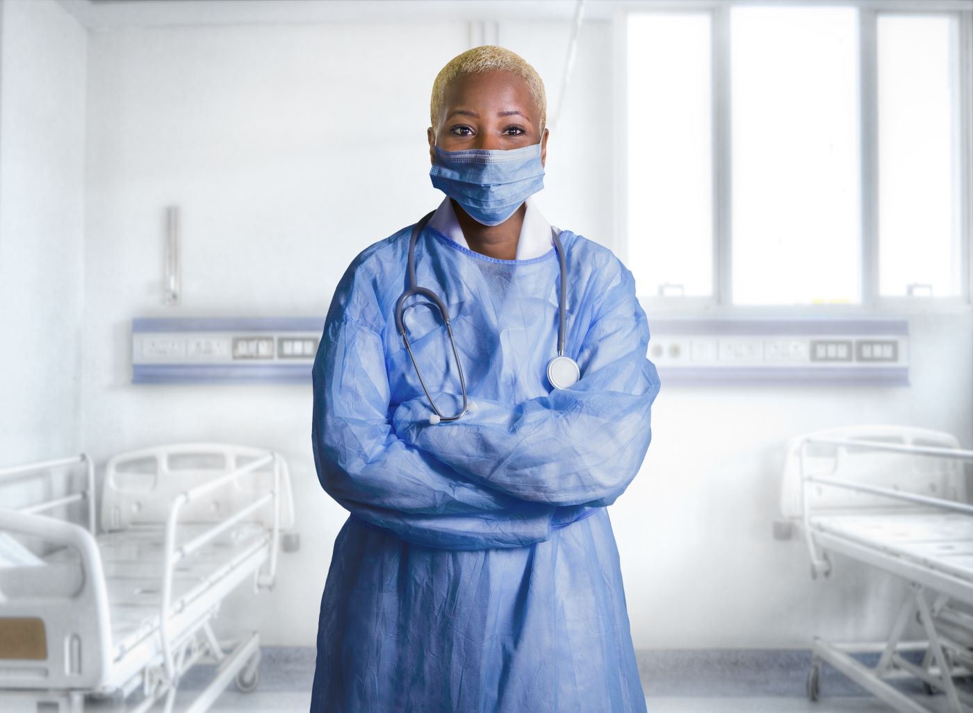 Medical worker with personal protective equipment