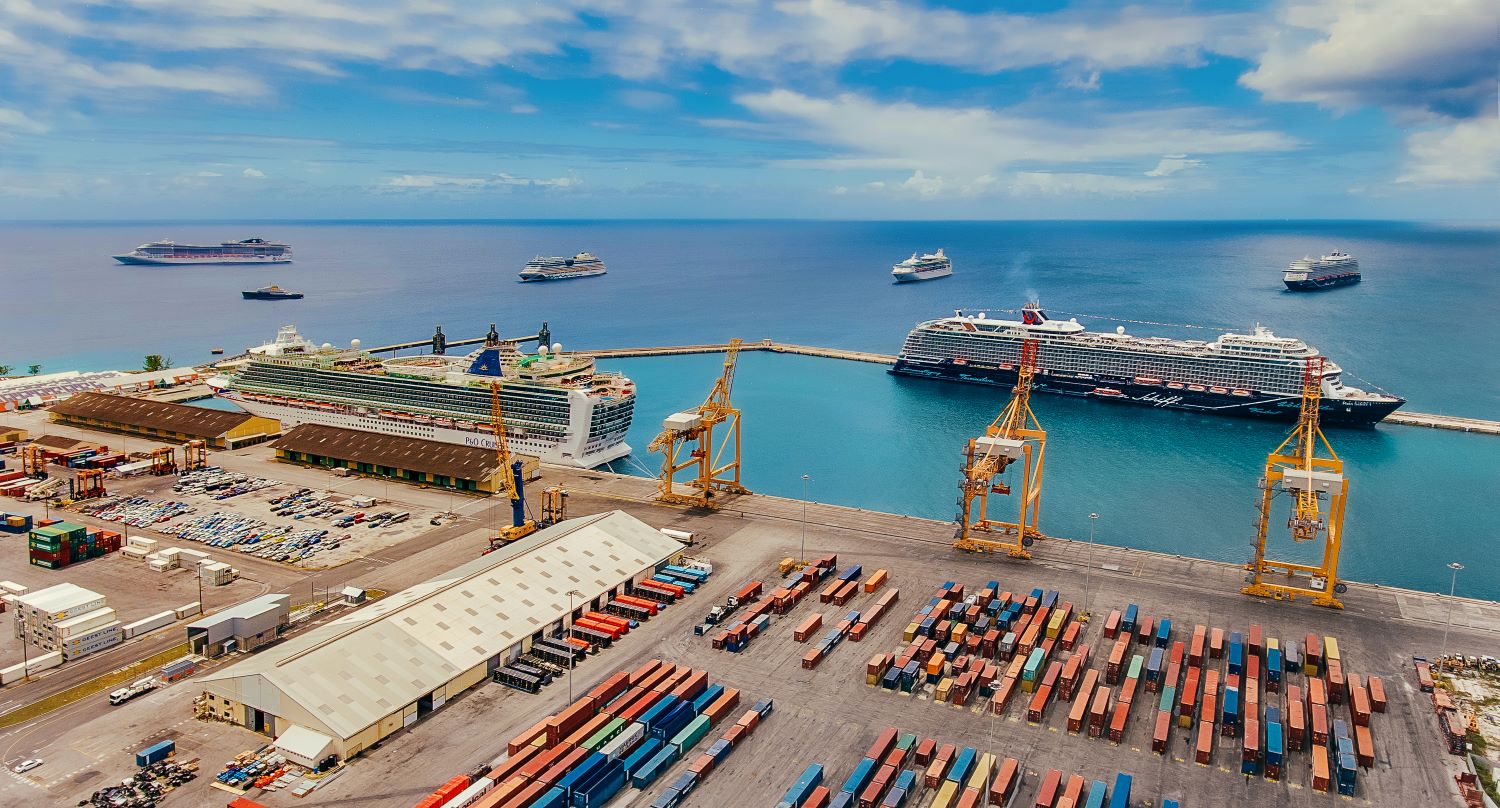 overhead shot of port of Bridgetown