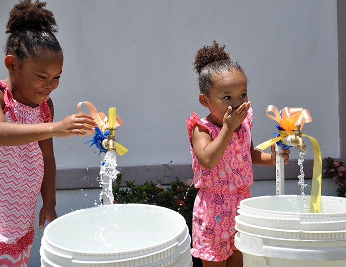 Girls drinking water