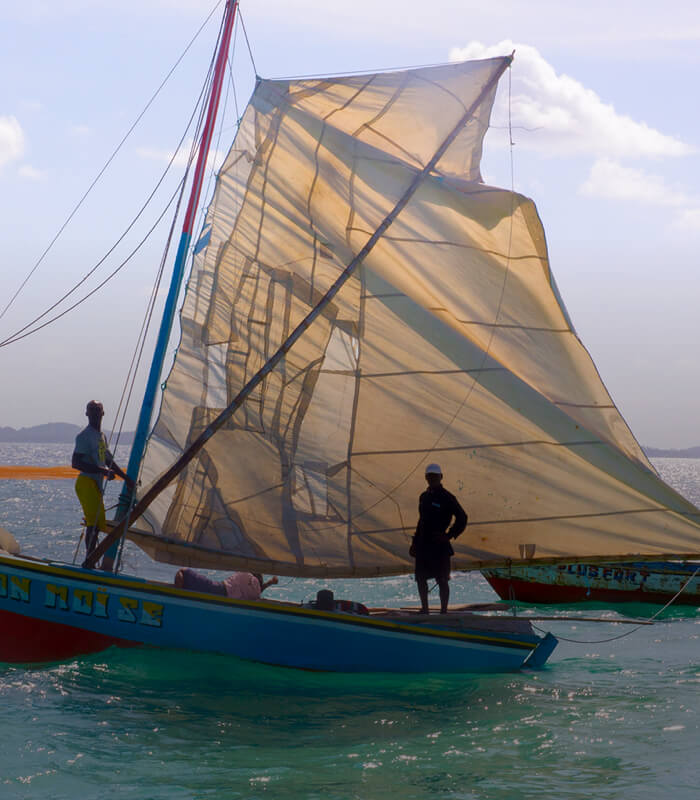 Fisherman on a sailboat