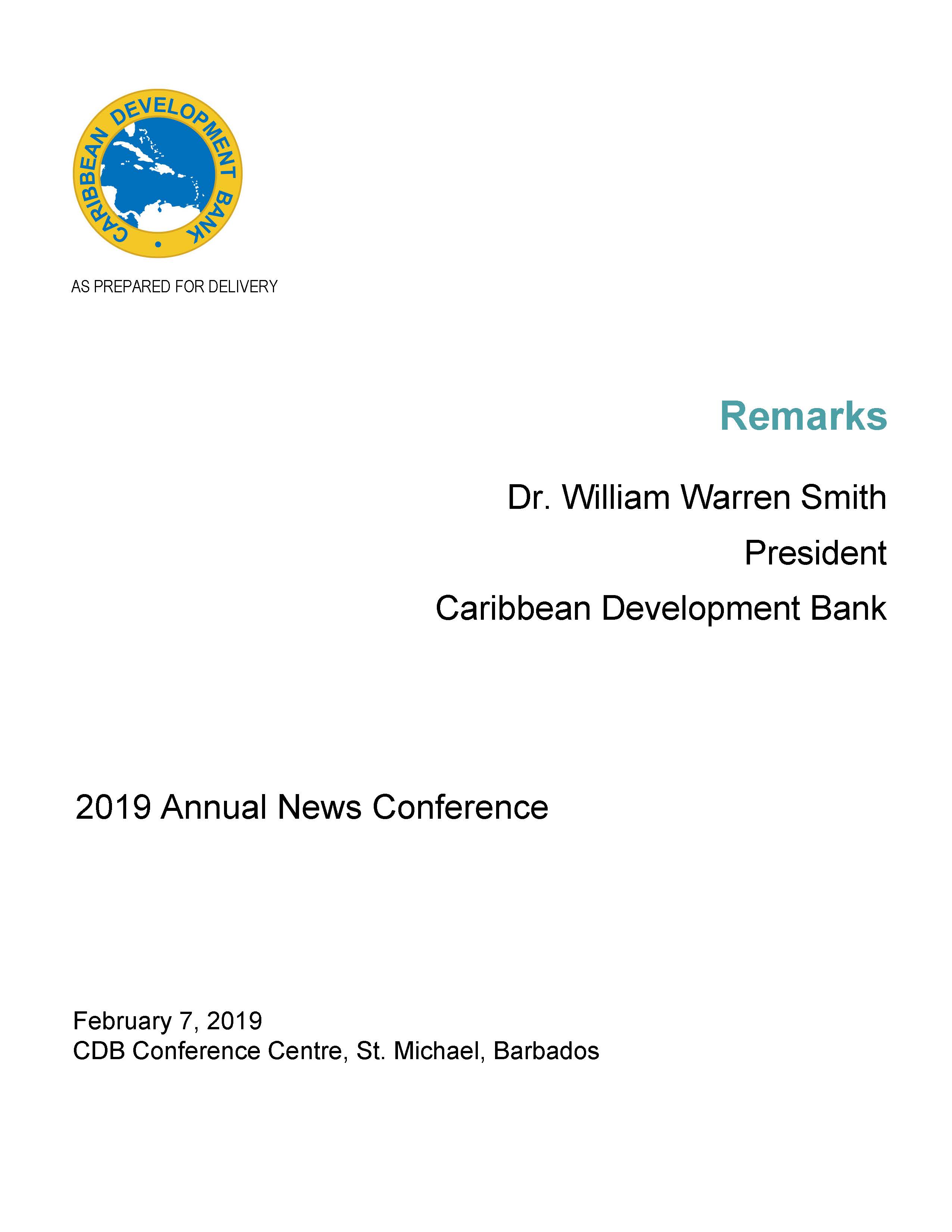 text-based cover for speech delivered by Dr. Warren Smith