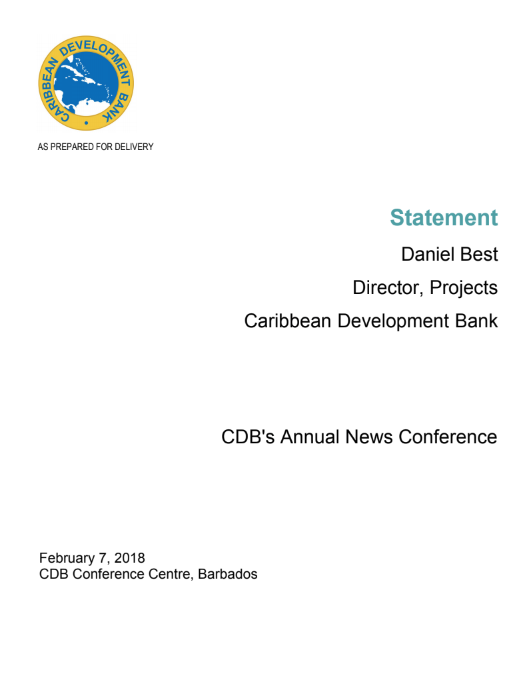 Picture: Statement - Daniel Best Director, Projects Caribbean Development Bank