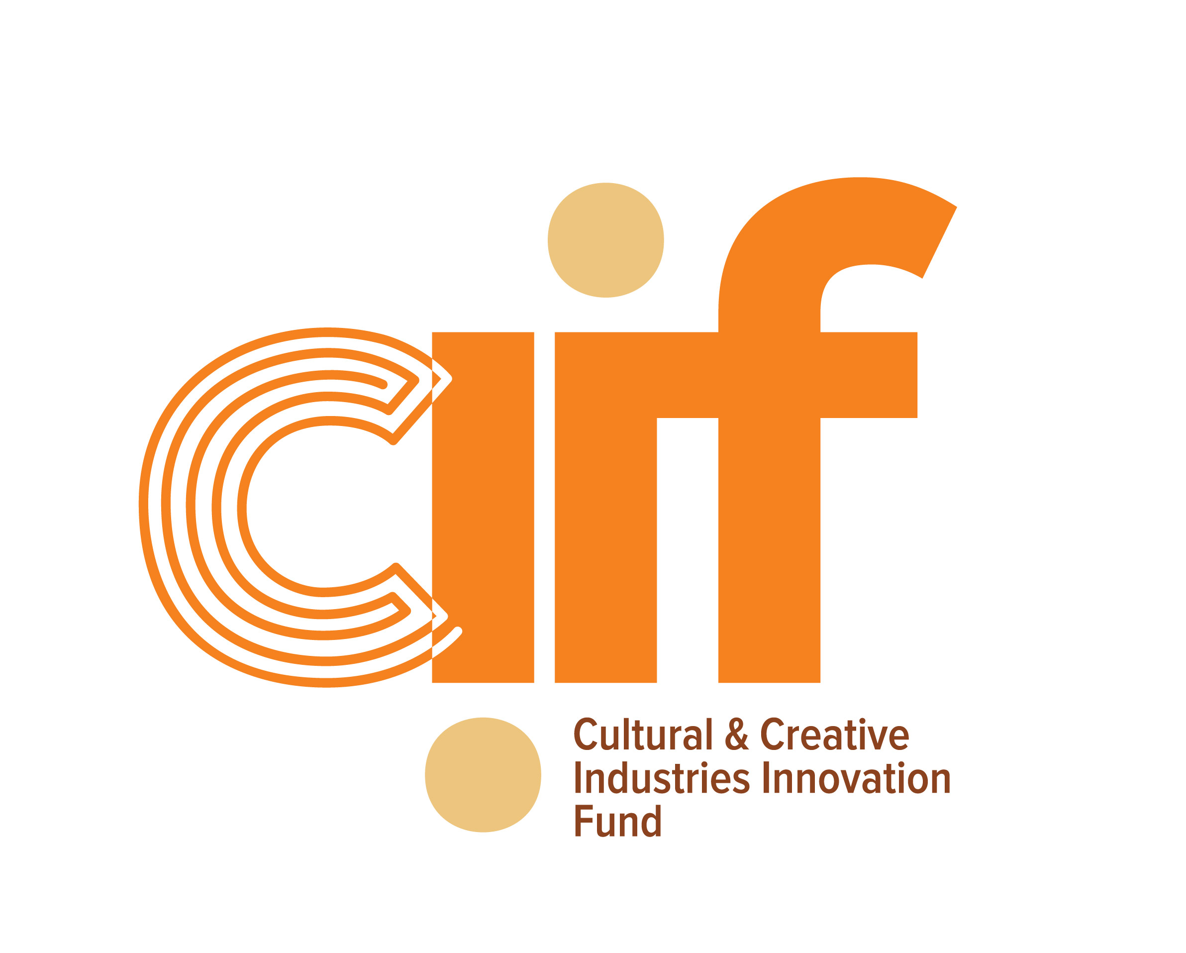 logo for the Cultural and Creative Industries Innovation Fund - lettering of acronym in orange with lines in letter C