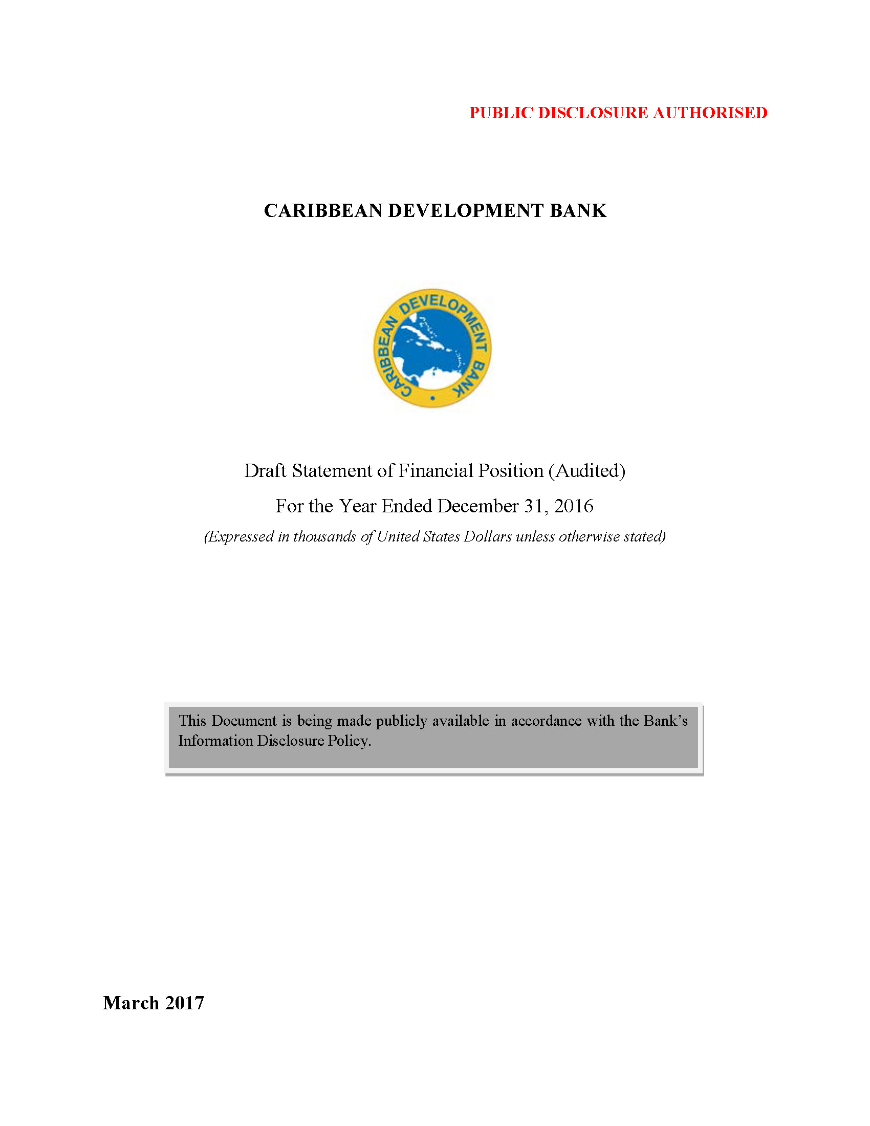 Text based cover featuring document title and CDB logo