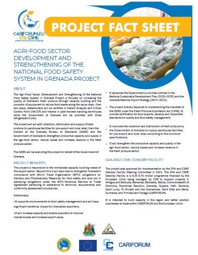 Agri-Food Sector Development and Strengthening of the National Food Safety System in Grenada Project Fact Sheet