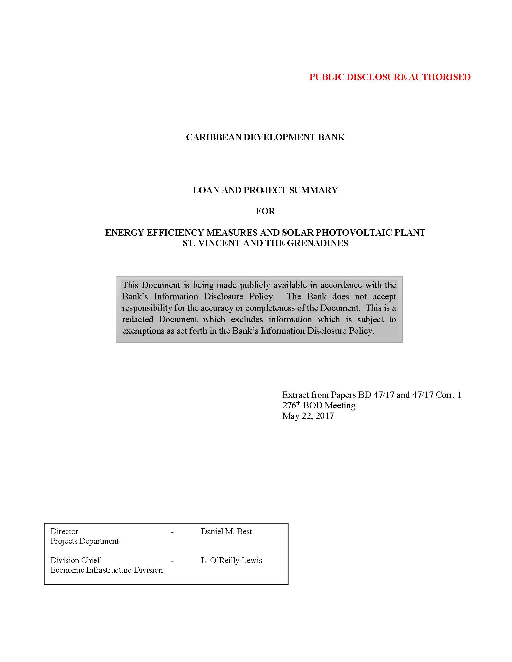 Energy Efficiency Measures and Solar Photovoltaic Plant cover sheet