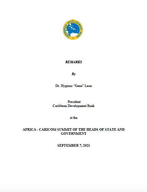 Speech - Africa - CARICOM Summit of the Heads of State and Government