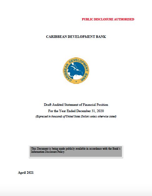 Draft Audited Statement of Financial Position For the Year Ended December 31, 2020