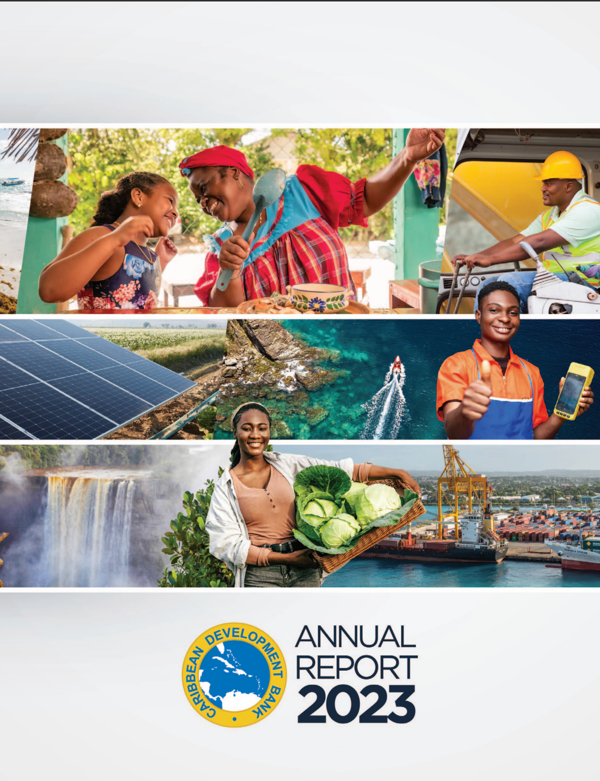 Montage of images of Caribbean people in different landscapes and environment smiling and looking happy