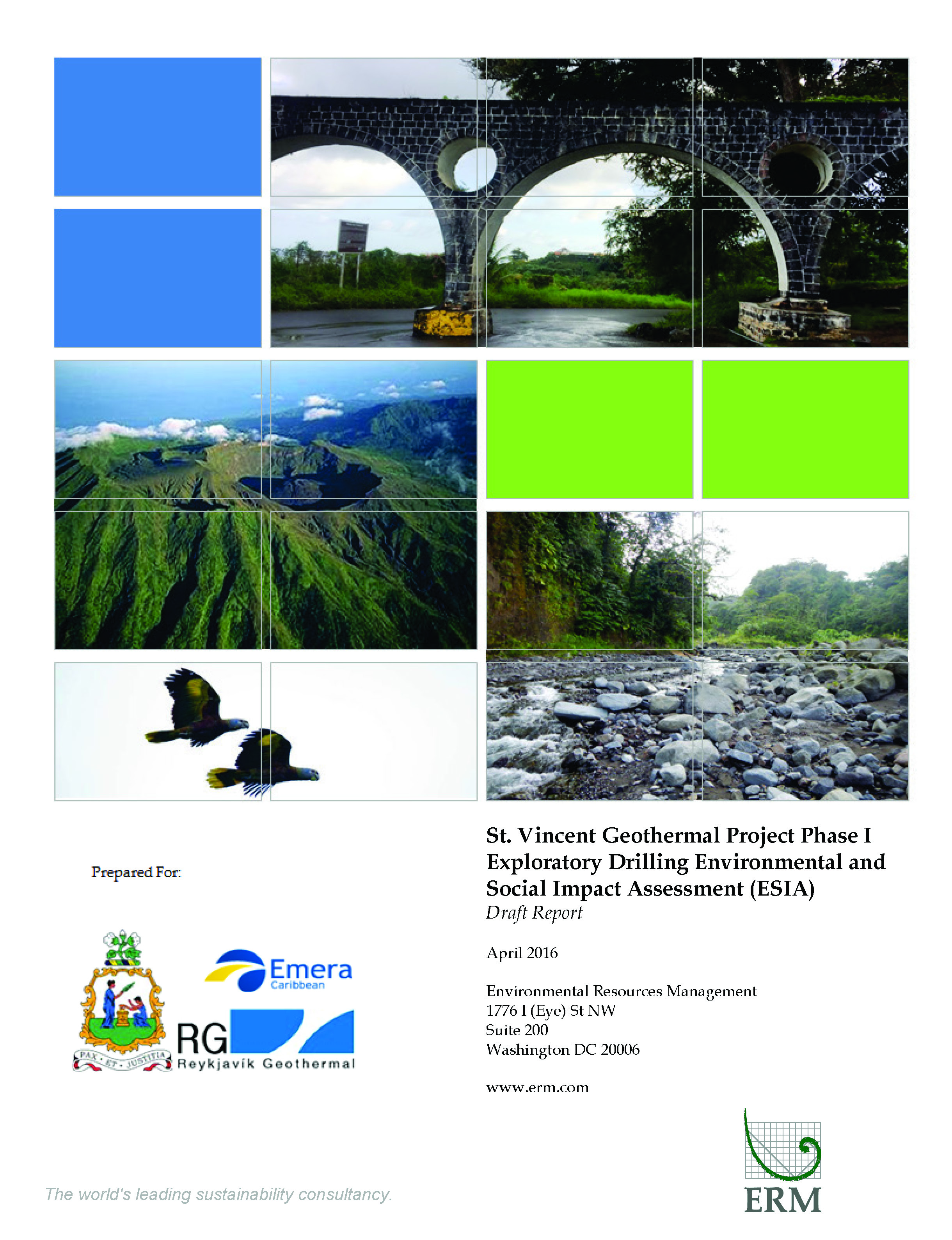 cover of the assessment featuring a bridge, volcano and river in St. Vincent, 