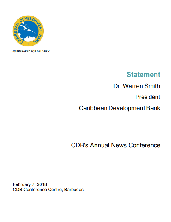 Picture: Statement – CDB 2018 Annual News Conference