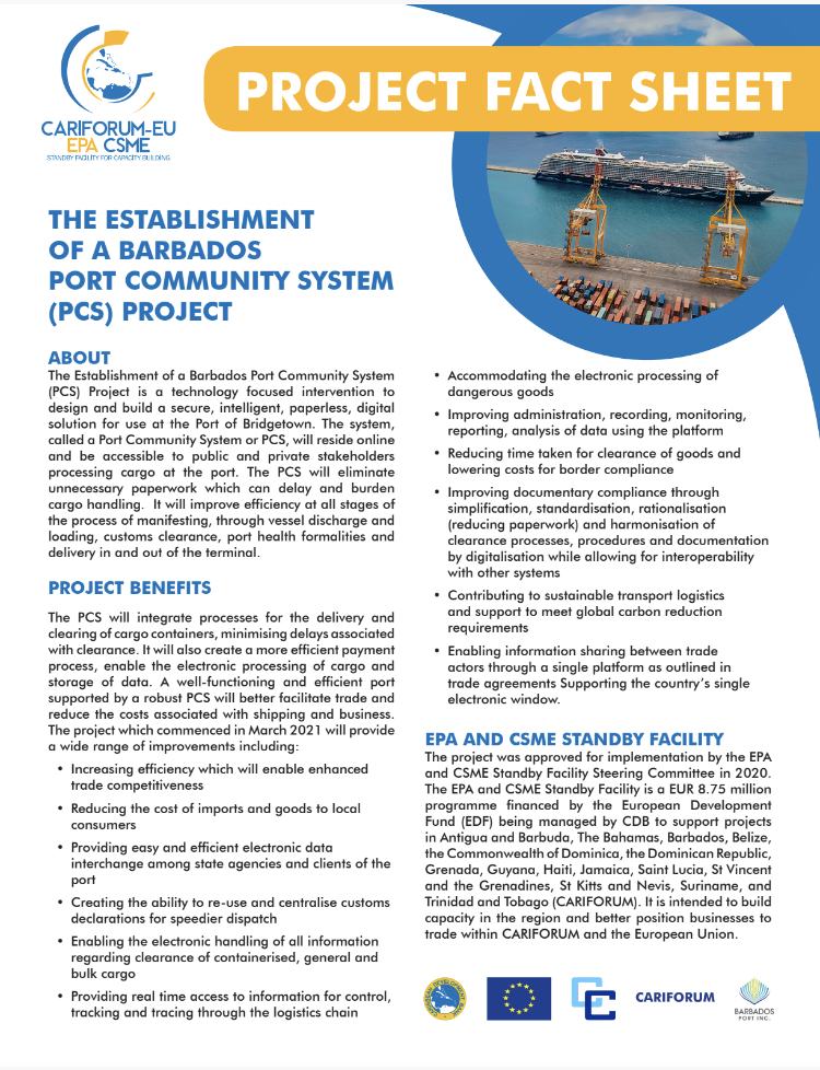 Project Fact Sheet Graphic for Port Community Project 