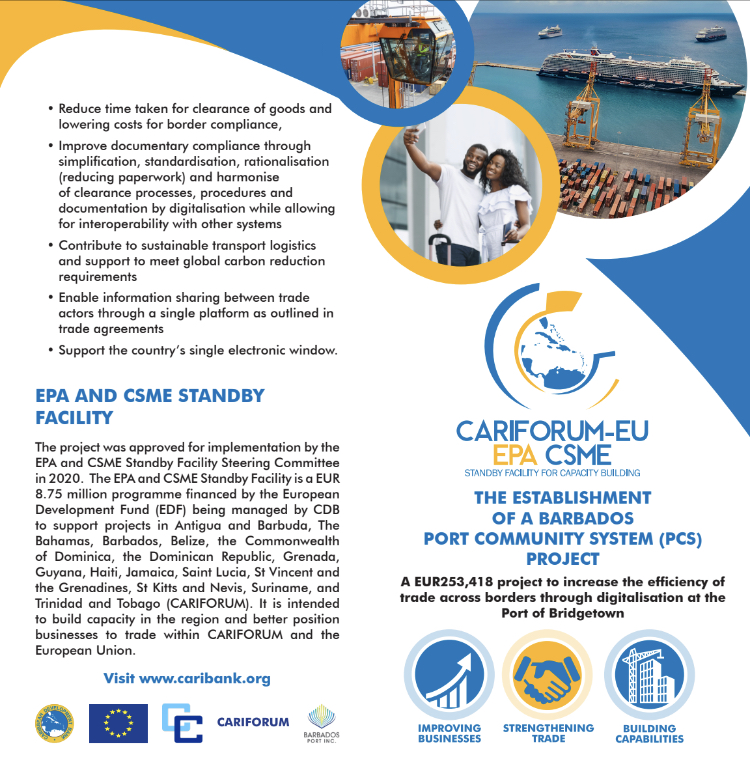 Barbados Port Community System Project front panel with port, cruise ship and passengers