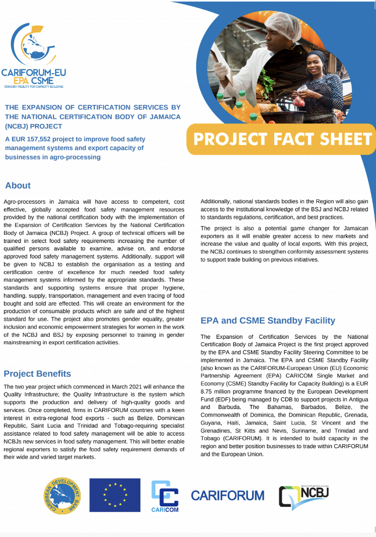 Project Fact Sheet NCBJ agro-processing and exporters project