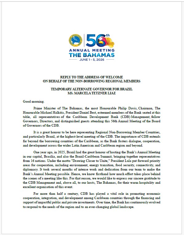 Cover page of statement for the 56th Board of Governors Meeting
