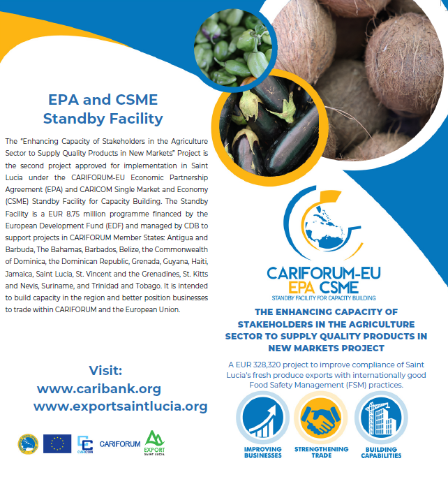 A project to improve compliance of Saint Lucia's fresh produce exports with internationally good Food Safety Management practices.