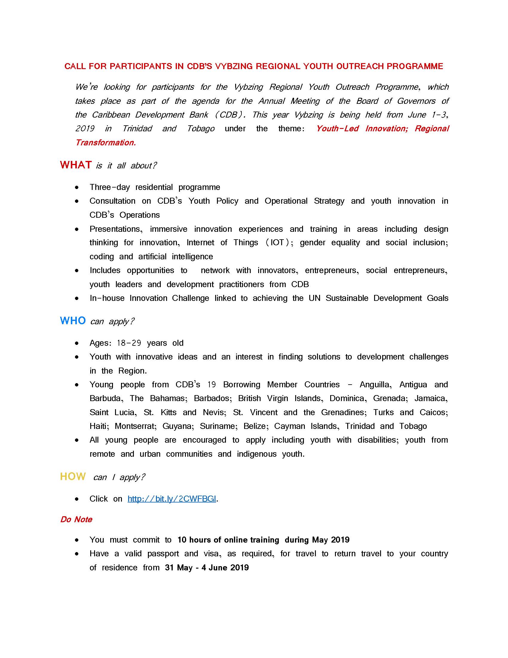 first page of call for participants