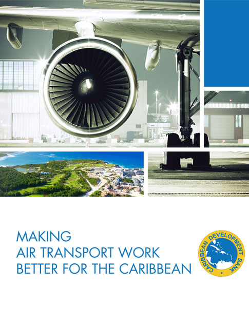 Study- Making Air Transport Work Better for the Caribbean title with image of an airplane turbine
