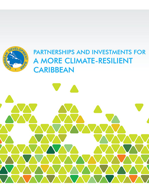 Partnerships and Investments for a More Climate-Resilient Caribbean title with variety of small, colored triangles below