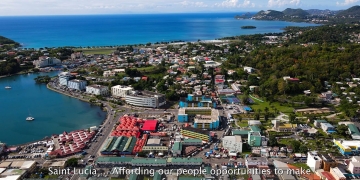 aerial shot of Saint Lucia coastline