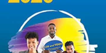 primarily blue cover featuring images of three youths holdings speech bubbles marked "CDB and YOUth"